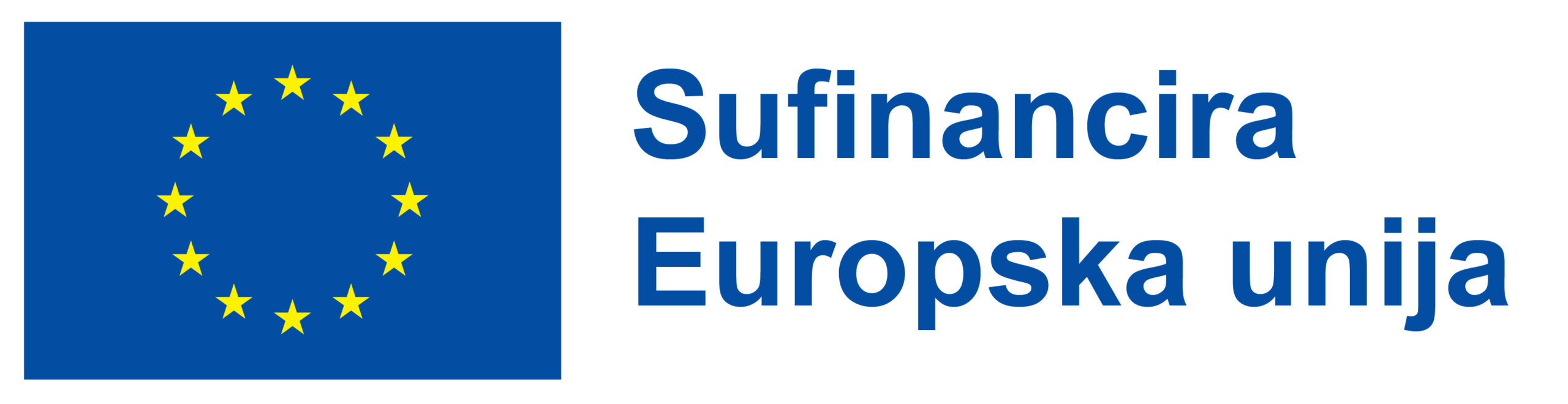 European Union flag with twelve yellow stars in a circle on a blue background next to the text 'Sufinancira Europska unija' in blue.